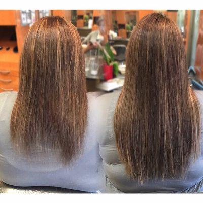 Full head of color highlights and extensions done by Helen