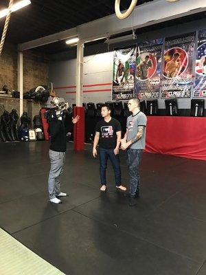 Shooting with PIX 11 News to promote Class One Mixed Martial Arts.