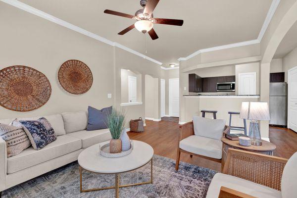 Living room with view of kitchen at Sedona Ranch