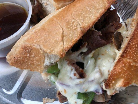 Cheesesteak sandwich with au jus