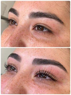 Lash lifting and eyebrows threading