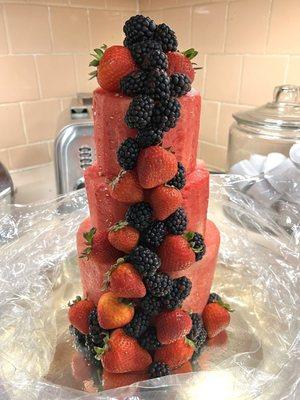 My favorite is the watermelon and blackberry waterfall. I think it looks so elegant, but we can use any fruit you'd like