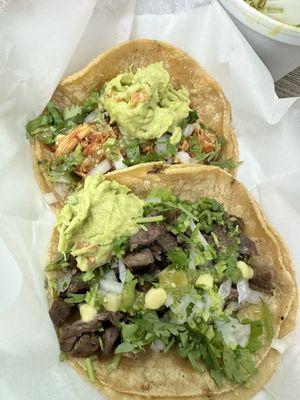 Chicken and Steak tacos with Guac