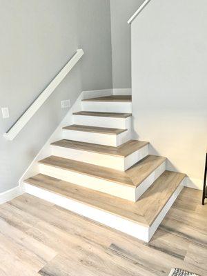 New staircase! Use to be all carpet and the steps were rounded.