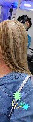 Subtle depth around the face can break up that all over summer blonde