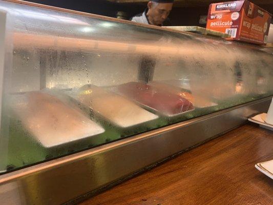 Sushi Bar - it's condensation but they should really wipe it down frequently