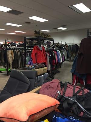 Lots of good hiking and outdoor type jackets/pants in the main area