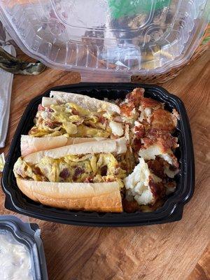 This is the bacon egg and cheese breakfast hoagie with home fries absolutely delicious!  Bacon, Egg and Cheese Hoagie Breakfast