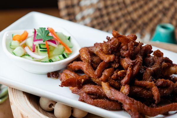 New - Pork Jerky with cucumber salad