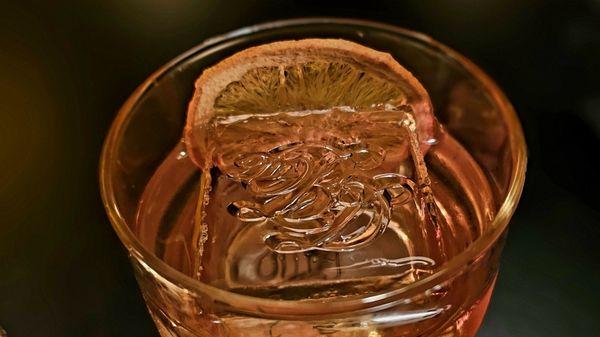 monogrammed ice cube for the Old Fashioned