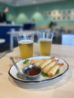 Shrimp wrap and Singha Thai beer.