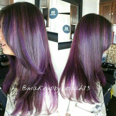 Balayage, vivid color and cut