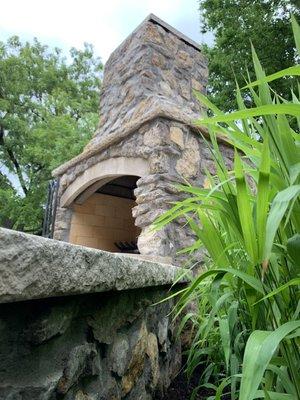 Fireplace and landscaping