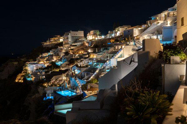 Santorini from our balcony at night