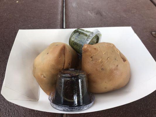 Plate of Samosas ($9) at IACS Night Market - Punjabi & Chicken Masala