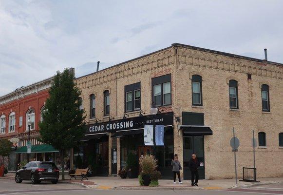 At a prominent corner on main street.