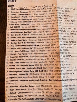 Beer list