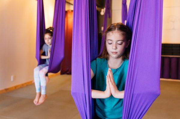 Kids Aerial Yoga programs run throughout the year. We also can host private birthdays and Girl Scout troops!