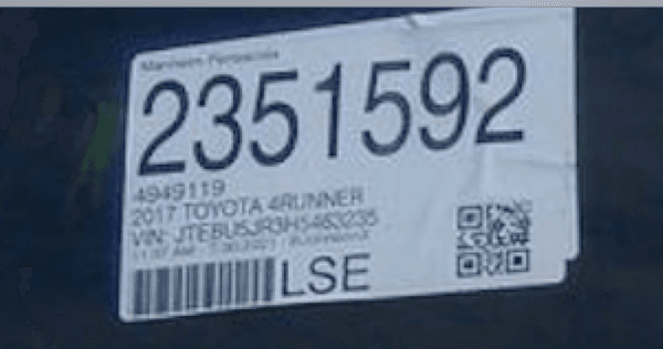 Can see our VIN number 
 JTEBU5JR3H5463235
 Eddie says it is not the same number!!!