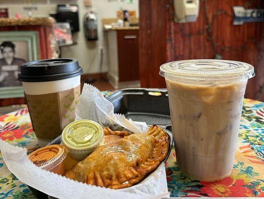 These are their famous empanadas and café con leche