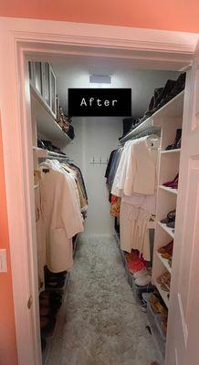 After photo of a closet organization