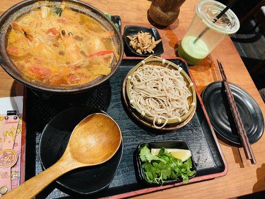 Tom Yom dipping soba! Authentic Thai ingredients and is incredibly flavorful!