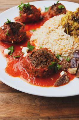 Daoud Basha (Meatballs) with rice.  True comfort food.