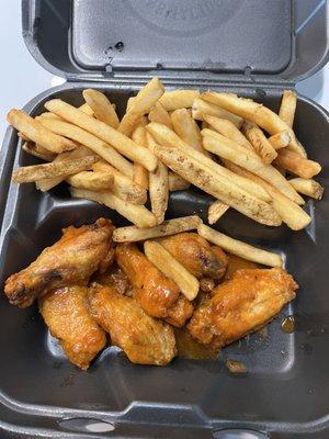 Wings and fries.