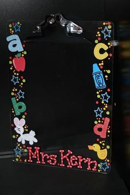 Acrylic clip boards a special gift for coaches, teachers or yourself!