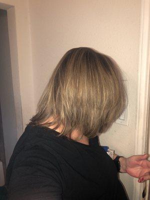 Using the Brazilian Blowout cream, I did this at home. Look at the beautiful color she achieved. I am ready for SUMMER ‍