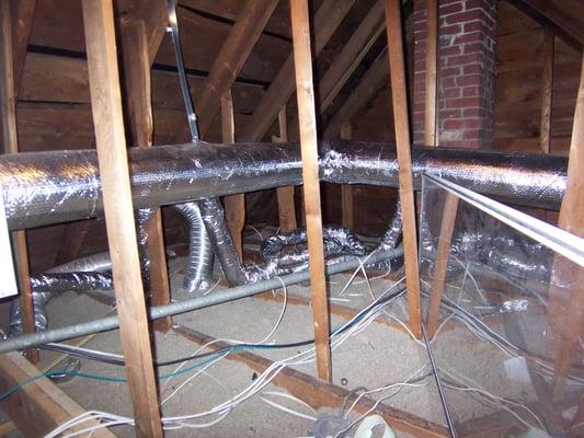 hi-velocity duct system in attic