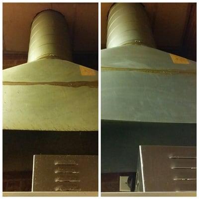 Oven hood before & after cleaning