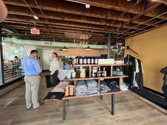 The merch looking dapper and zippy as soon as you enter the coffee shop.