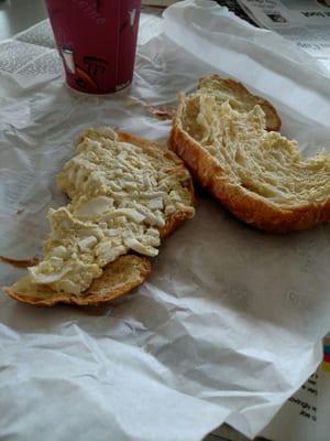 "spring special" egg salad on croissant. literally bland egg salad on a soggy terrible croissant