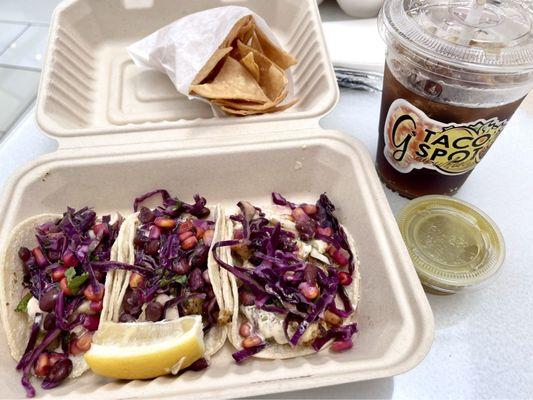 Pescatarian Affair (3 Tacos) - $9.50 Chips & Salsa & Fountain Drink - $3.00