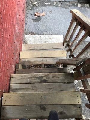 Broken stairs and garbage