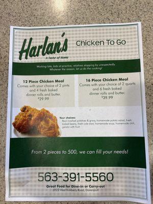 The chicken pieces at Harlan's is not too bad! Plus, the chicken here is the best.