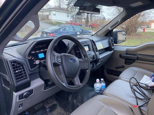 Cab of the F-150 rental truck