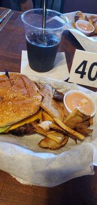 Cheeseburger and fries