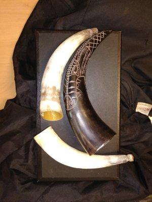 Carved drinking horns