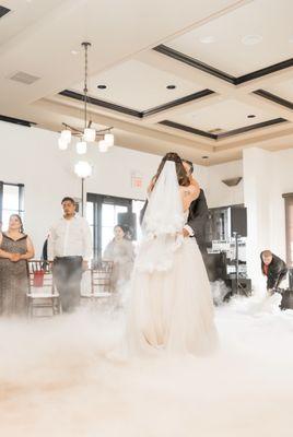 First dance low dense fog for the in the cloud effect