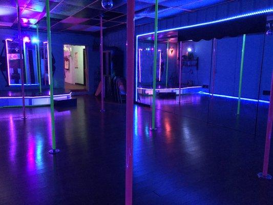 We have 2 beautiful Pole Dance Rooms at Pole Waxers Pole Dance Studio