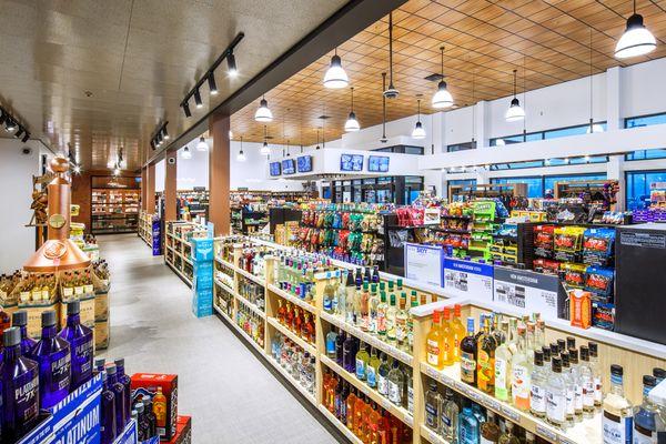 Large selection of liquors.