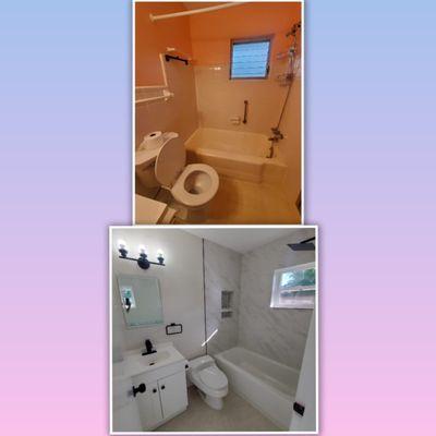 Guest bath before and after remodel.