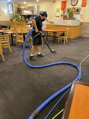 Chinese restaurant carpet cleaning at night time