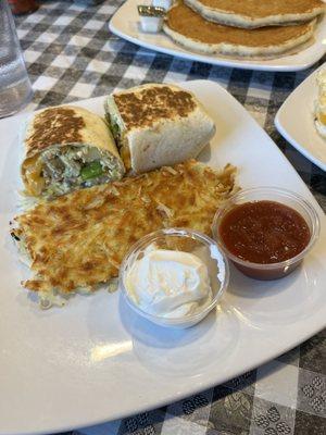 Breakfast burrito with hash browns