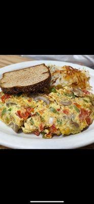 Omelette and Hash Browns