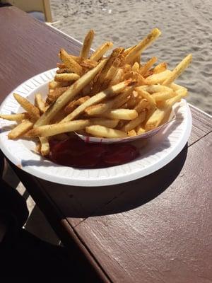 Fries with Old Bay seasoning.