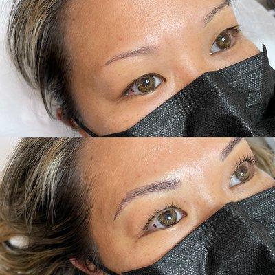 Before & After Microblading with a Lash Lift + Tint