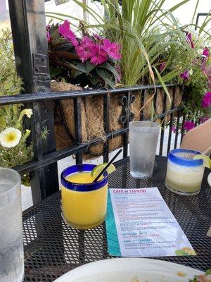 Mango and pineapple margaritas.